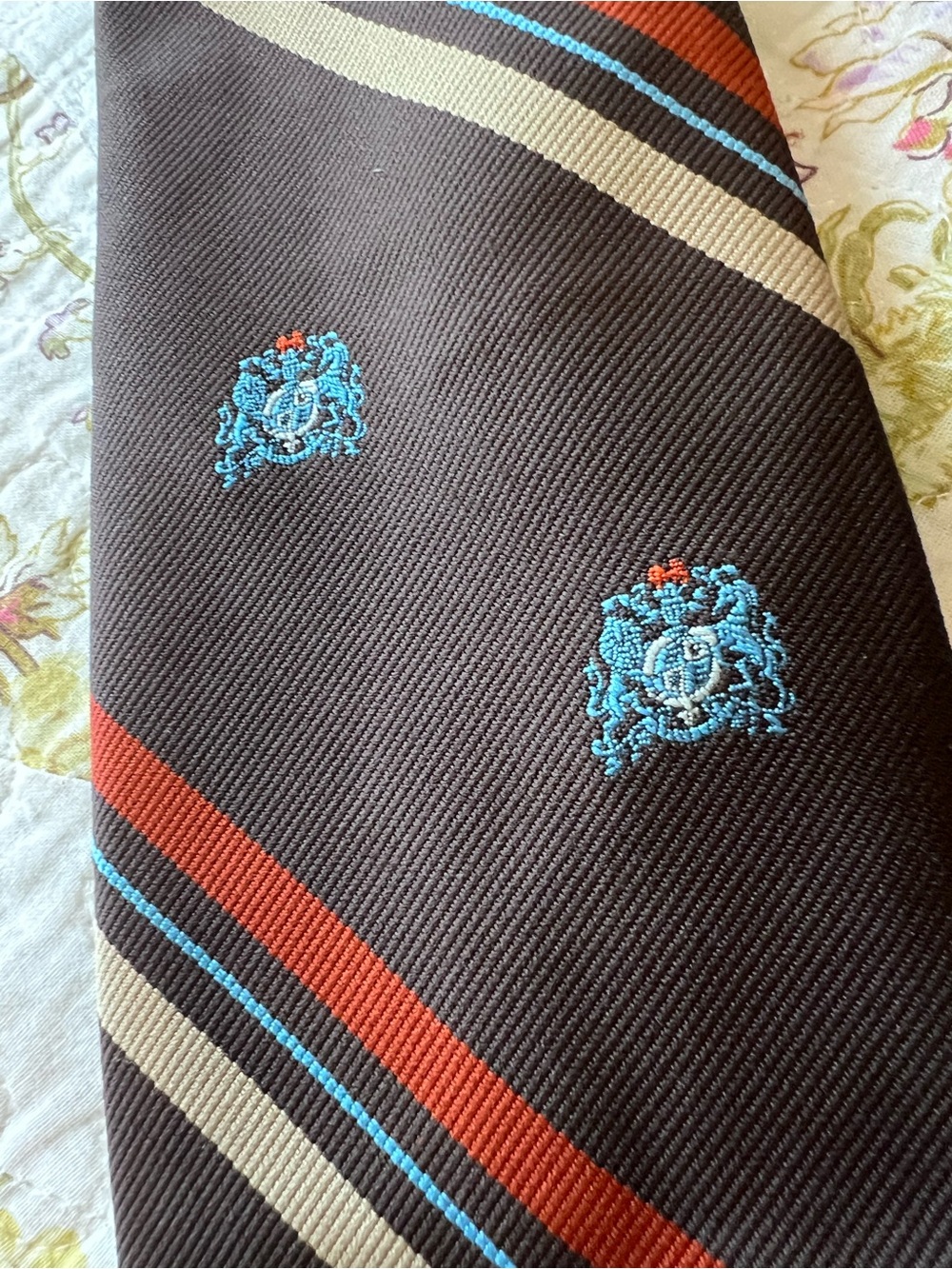 Vintage Men's Tie Lot 2pc Tergal Crest Striped Ram Tie Makers Teal Blue - Picture 3 of 8